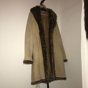 Marvin Richards Leather Faux Fur Log Tan Coat